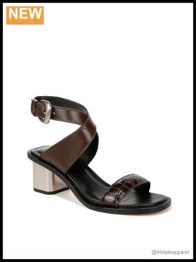 Vince Dalia Leather Strappy Heeled Sandals 2.5 Inch Block Heel